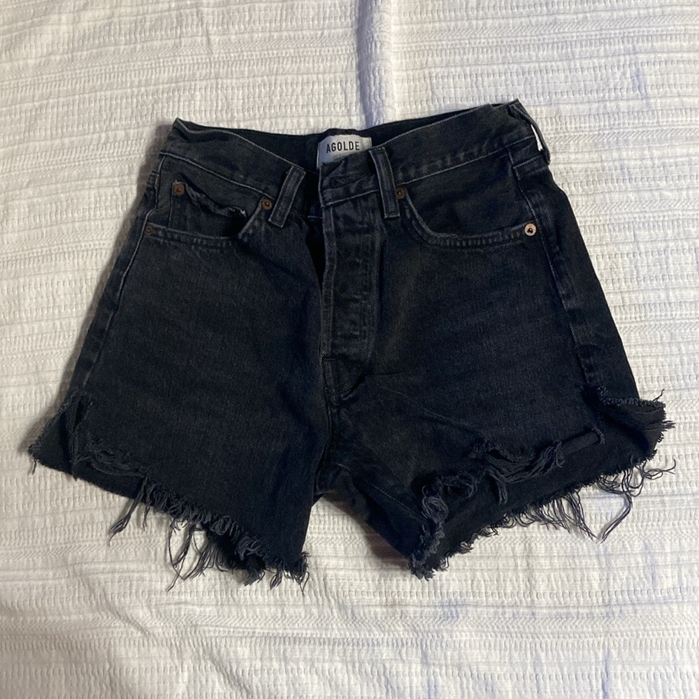 Agolde Parker Black Denim Shorts Size 23